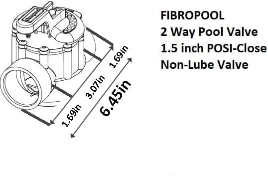 Fibropool Swimming Pool Inline Diverter Valve - 1 1/2 Inch-2 Way Posi-Seal & Non Lube Replacement Valve for Pools & Spas Posi-Close Slip Valve, PTFE Seal, CPVC Body, Heaters,Chlorine &Salt Systems