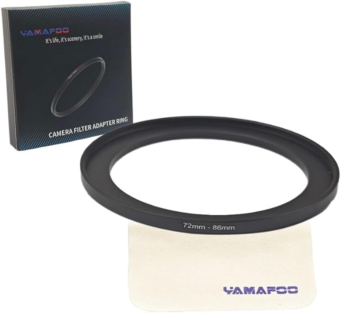 YAMAFOO 72mm to 86mm Step-Up Ring/Step Down Rings Filter Adapter for All Brands UV ND CPL Metal Ring Step-Up Rings Adapter Filter,Black (72-86)
