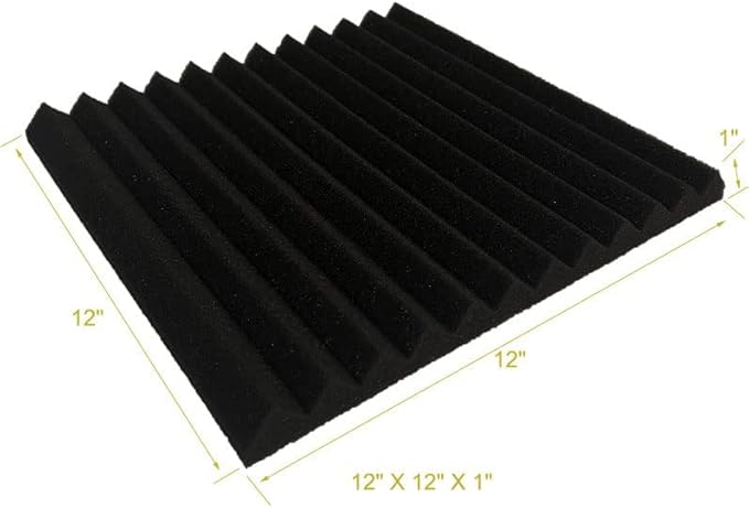 96 Pack Allxinlog Absorb the echo Acoustic Foam Panel Wedge Studio Soundproofing Wall Tiles 12" X 12" X 1" (48RED+48BLACK)