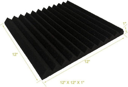 96 Pack Allxinlog Absorb the echo Acoustic Foam Panel Wedge Studio Soundproofing Wall Tiles 12" X 12" X 1" (48RED+48BLACK)