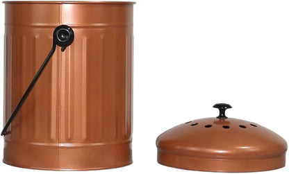 Markson Compost Bin with Airflow Lid and Charcoal Filter 1.5 Gallon Metal Copper