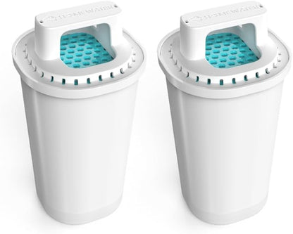HOMEWATER Pitcher Replacement Water Filter Cartridge, White, BPA-Free ABS Material, 2-Pack, 10-Cup Pitcher Compatible (FG-RF-PITCHER-2PK)