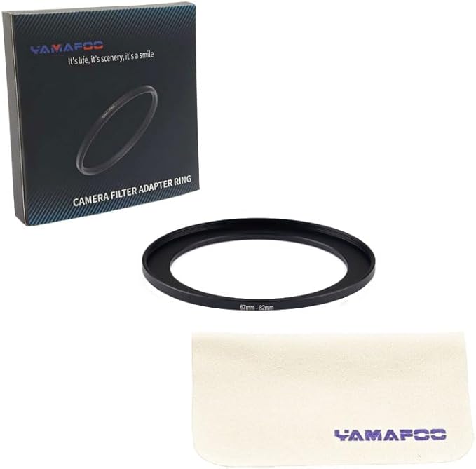 YAMAFOO 67mm to 82mm Step-Up Ring/Step Down Rings Filter Adapter for All Brands UV ND CPL Metal Ring Step-Up Rings Adapter Filter,Black (67-82)