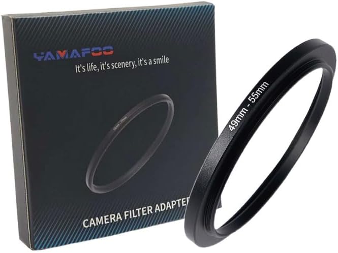 YAMAFOO 49mm to 55mm Step-Up Ring/Step Down Rings Filter Adapter for All Brands UV ND CPL Metal Ring Step-Up Rings Adapter Filter,Black (49-55)