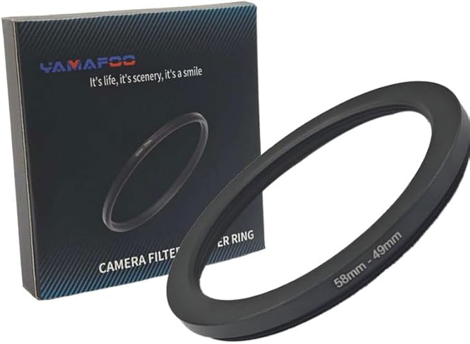 YAMAFOO 58mm to 49mm Step-Up Ring/Step Down Rings Filter Adapter for All Brands UV ND CPL Metal Ring Step-Up Rings Adapter Filter,Black (58-49)