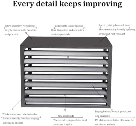 Aluminum Air Conditioner Cover Exterior Air Conditioning Unit Cover Air Conditioner Fence Screen Privacy Fence Trash Can Enclosure Outdoor Condenser Protective (Gray 110x60x80cm)