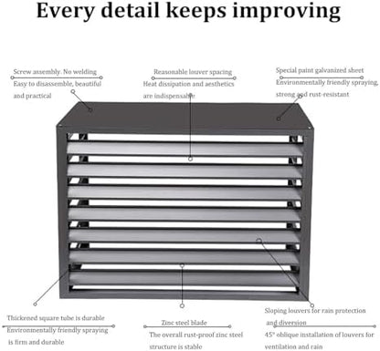 Aluminum Air Conditioner Cover Exterior Air Conditioning Unit Cover Air Conditioner Fence Screen Privacy Fence Trash Can Enclosure Outdoor Condenser Protective (White 100x50x70cm)