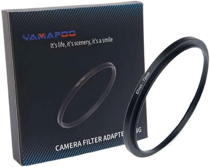 YAMAFOO 67mm to 72mm Step Up Ring/Step Down Rings Filter Adapter for All Brands UV ND CPL Metal Ring Step-Up Rings Adapter Filter,Black (67-72)