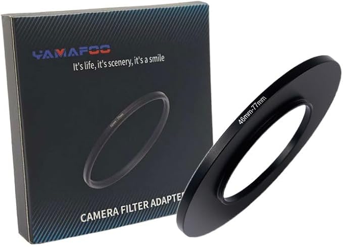 YAMAFOO 46mm to 77mm Step-Up Ring/Step Down Rings Filter Adapter for All Brands UV ND CPL Metal Ring Step-Up Rings Adapter Filter,Black (46-77)