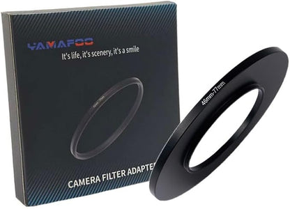 YAMAFOO 46mm to 77mm Step-Up Ring/Step Down Rings Filter Adapter for All Brands UV ND CPL Metal Ring Step-Up Rings Adapter Filter,Black (46-77)