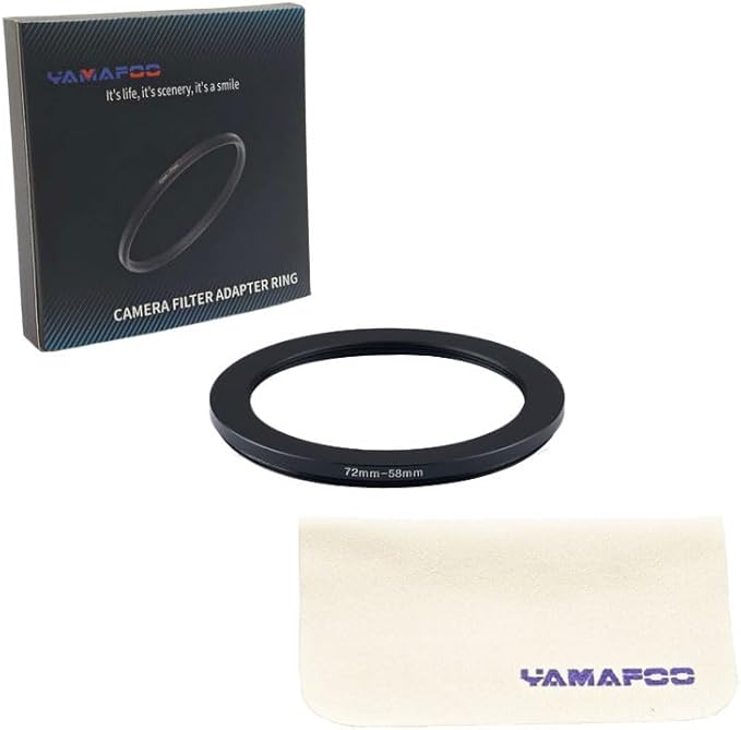 YAMAFOO 72mm to 58mm Step-Up Ring/Step Down Rings Filter Adapter for All Brands UV ND CPL Metal Ring Step-Up Rings Adapter Filter,Black (72-58)
