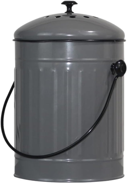 Markson Compost Bin with Airflow Lid and Charcoal Filter 1.5 Gallon Metal Gray