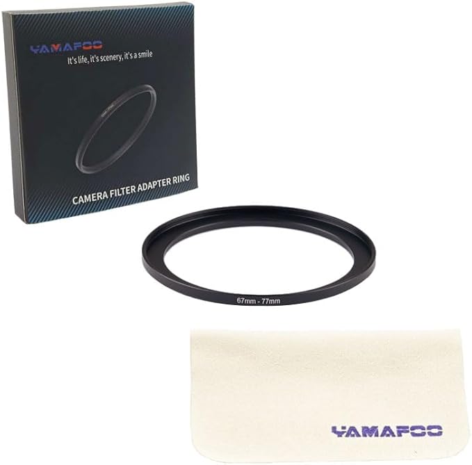YAMAFOO 67mm to 77mm Step-Up Ring/Step Down Rings Filter Adapter for All Brands UV ND CPL Metal Ring Step-Up Rings Adapter Filter,Black (67-77)