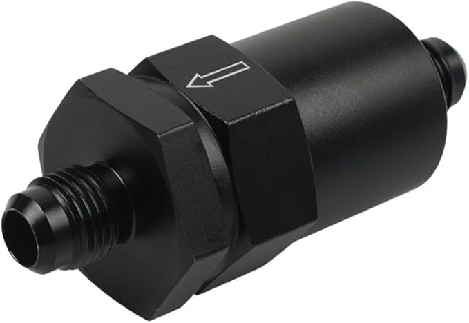 Automotive Tuning Inline Fuel Filter with AN6 Fittings and 30 Overfilter for EFI and Carburetor Systems