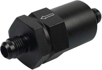 Automotive Tuning Inline Fuel Filter with AN6 Fittings and 30 Overfilter for EFI and Carburetor Systems