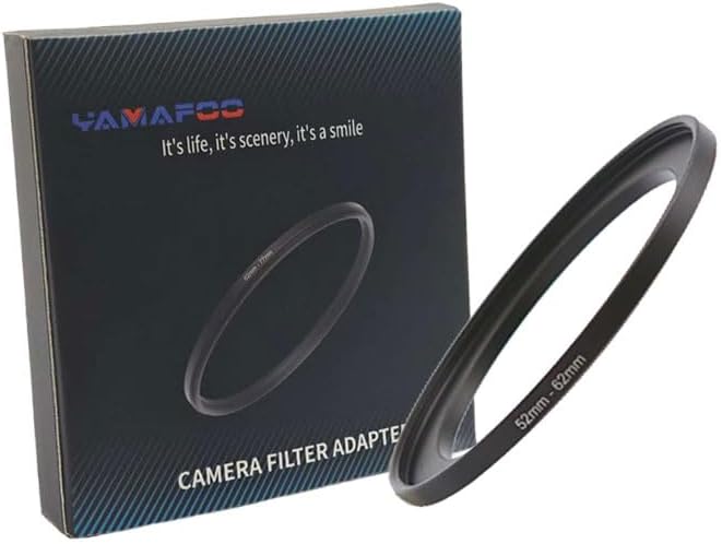 YAMAFOO 52mm to 62mm Step-Up Ring/Step Down Rings Filter Adapter for All Brands UV ND CPL Metal Ring Step-Up Rings Adapter Filter,Black (52-62)