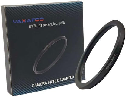 YAMAFOO 58mm to 52mm Step-up Ring/Step Down Rings Filter Adapter for All Brands UV ND CPL Metal Ring Step-Up Rings Adapter Filter,Black (58-52)