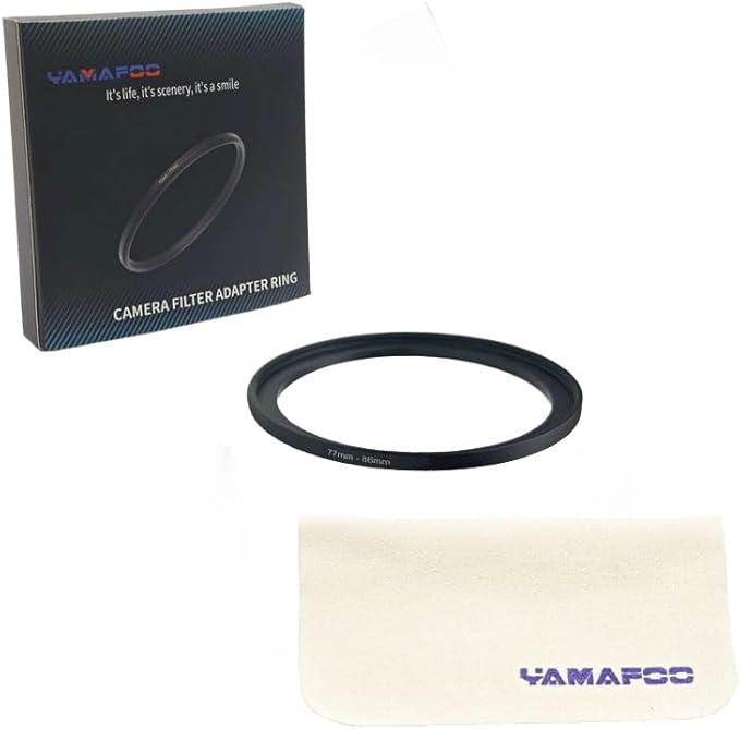 YAMAFOO 77mm to 86mm Step-up Ring/Step Down Rings Filter Adapter for All Brands UV ND CPL Metal Ring Step-Up Rings Adapter Filter, Black (77-86)