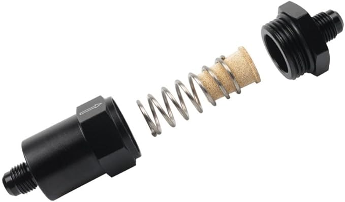 Automotive Tuning Inline Fuel Filter with AN6 Fittings and 30 Overfilter for EFI and Carburetor Systems