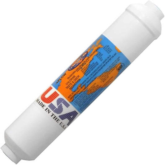 IPW Industries Inc-Omnipure - (K2521-KK) - 10" x 2" 10 Micron Carbon Block Inline Filter 3/8" OD Quick Connect