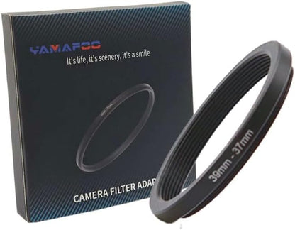 YAMAFOO 39mm to 37mm Step-Up Ring/Step Down Rings Filter Adapter for All Brands UV ND CPL Metal Ring Step-Up Rings Adapter Filter,Black (39-37)
