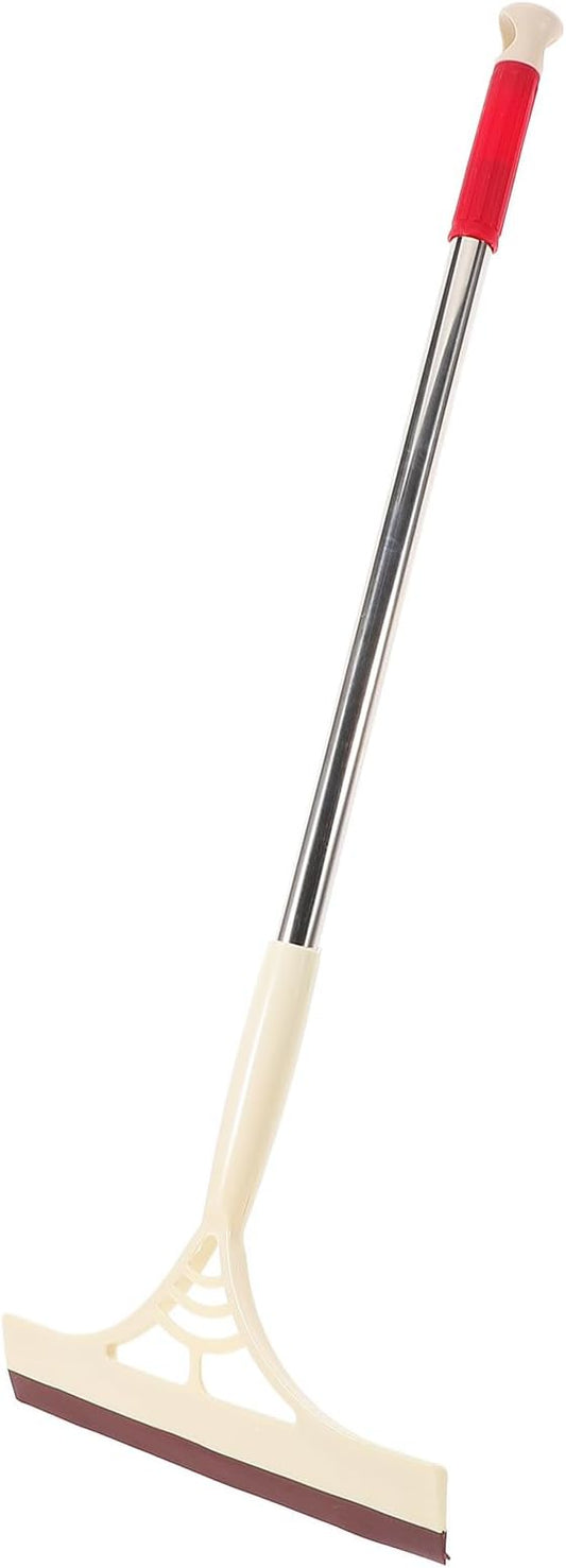 Angoily Multi-Functional Window Washer and Glass Squeegee with Khaki Handle, Wet and Dry Use Scrubber for Shower, Tile, and Floor Cleaning, Household Window Cleaning Tool