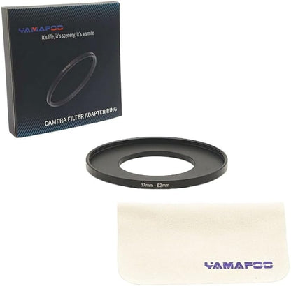 YAMAFOO 37mm to 62mm Step-Up Ring/Step Down Rings Filter Adapter for All Brands UV ND CPL Metal Ring Step-Up Rings Adapter Filter,Black (37-62)