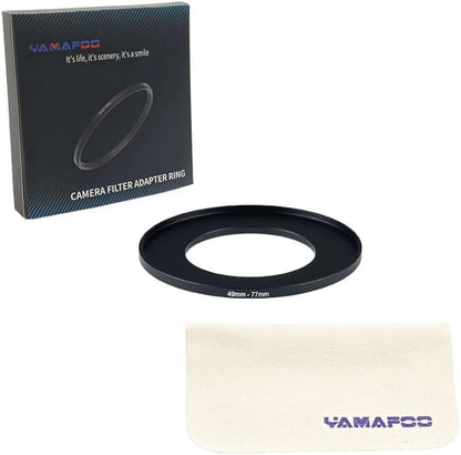 YAMAFOO 49mm to 77mm Step-Up Ring/Step Down Rings Filter Adapter for All Brands UV ND CPL Metal Ring Step-Up Rings Adapter Filter,Black (49-77)