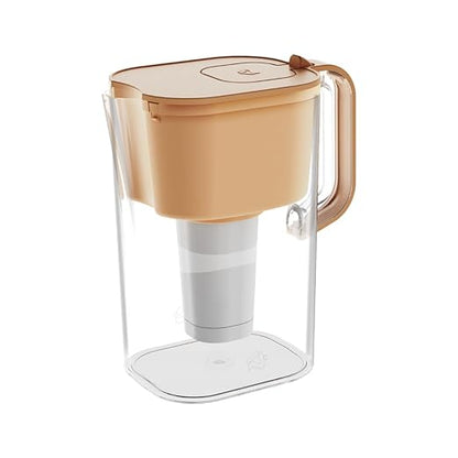 HOMEWATER 10-Cup Pitcher Filter (Peach) – BPA-Free, High-Capacity 2.4L Pitcher with Fast-Flow Carbon Filter, Wide Mouth for Easy Pouring, Removable Filter Replacement, Locking Lid, and Dishwasher-Safe