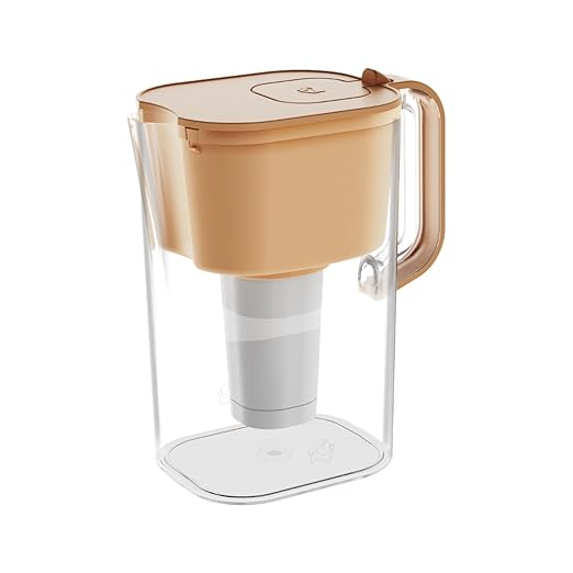 HOMEWATER 10-Cup Pitcher Filter (Peach) – BPA-Free, High-Capacity 2.4L Pitcher with Fast-Flow Carbon Filter, Wide Mouth for Easy Pouring, Removable Filter Replacement, Locking Lid, and Dishwasher-Safe