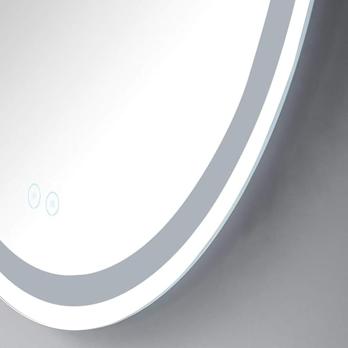 Bathroom Mirrors Round Waterproof Illuminated LED Wall Makeup Mirrors with White Light Sensor Touch Control and Demister Pad (Size : 70cm)