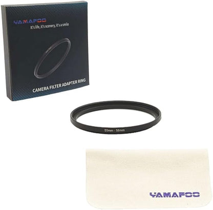 YAMAFOO 55mm to 58mm Step-Up Ring/Step Down Rings Filter Adapter for All Brands UV ND CPL Metal Ring Step-Up Rings Adapter Filter,Black(55-58)