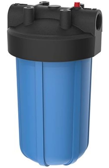 Pentair Pentek 150237 Big Blue Filter Housing, 1" NPT #10 Whole House Heavy Duty Water Filter Housing with High-Flow Polypropylene (HFPP) Cap and Pressure Relief Button, 10-Inch, Black/Blue