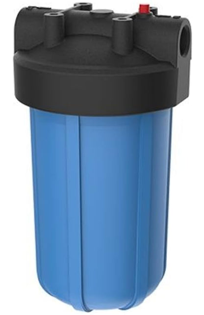 Pentair Pentek 150237 Big Blue Filter Housing, 1" NPT #10 Whole House Heavy Duty Water Filter Housing with High-Flow Polypropylene (HFPP) Cap and Pressure Relief Button, 10-Inch, Black/Blue
