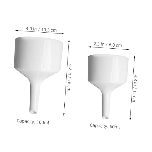 Veemoon 2pcs Buchner Funnels Set 100ml and 60ml White Scientific Filter Funnels for Laboratory Liquid Transfer Wide Mouth Filling