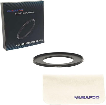 YAMAFOO 55mm to 82mm Step-Up Ring/Step Down Rings Filter Adapter for All Brands UV ND CPL Metal Ring Step-Up Rings Adapter Filter,Black(55-82)