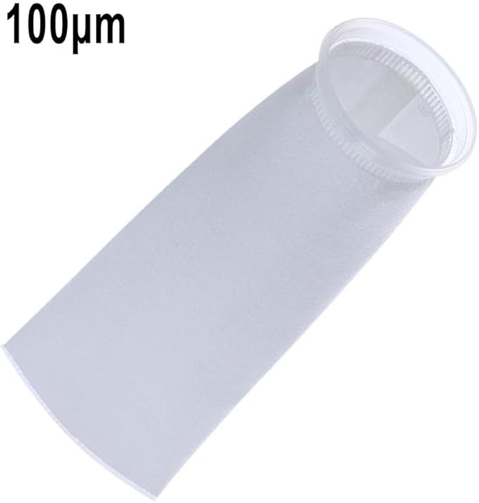 Filter Bag PP Non-Woven for Treatment, 25µm 50µm 100µm 150µm, Reusable Thermal Fixed Wool Monofilament Fabric, White Ø 105 mm x 380 mm(100µm-1pc)