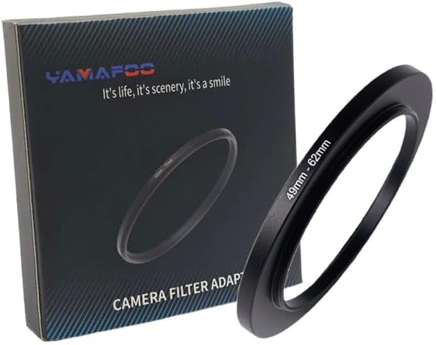 YAMAFOO 49mm to 62mm Step-Up Ring/Step Down Rings Filter Adapter for All Brands UV ND CPL Metal Ring Step-Up Rings Adapter Filter,Black (49-62)