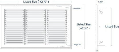 HVAC Premium 14" X 24 Steel Return Air Filter Grille for 1" Filter - Fixed Hinged - HVAC Duct Cover - Flat Stamped Face - White [Outer Dimensions: 16 5/8" X 26 5/8"]
