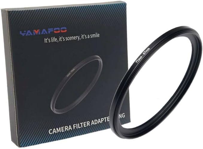 YAMAFOO 77mm to 67mm Step-Up Ring/Step Down Rings Filter Adapter for All Brands UV ND CPL Metal Ring Step-Up Rings Adapter Filter,Black(77-67)