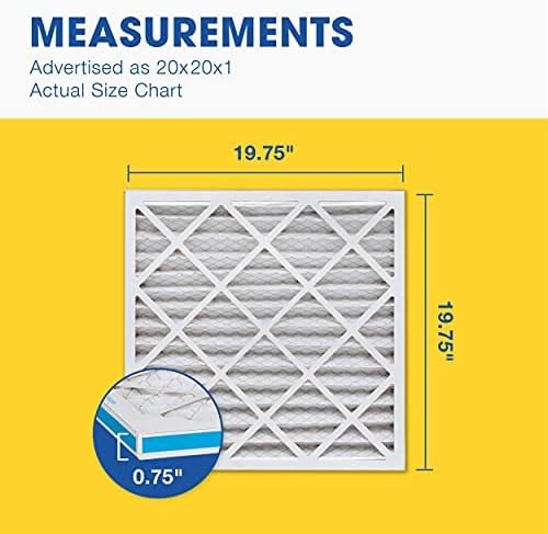 Aerostar 20x20x1 MERV 8 Air Filter, 6 Count, ACTUAL SIZE (19.75 x 19.75 x 0.75), HVAC, Air Conditioning & Furnace Filter Captures Dust, Lint & Pollen (MPR 600 / FPR 5), Made in USA
