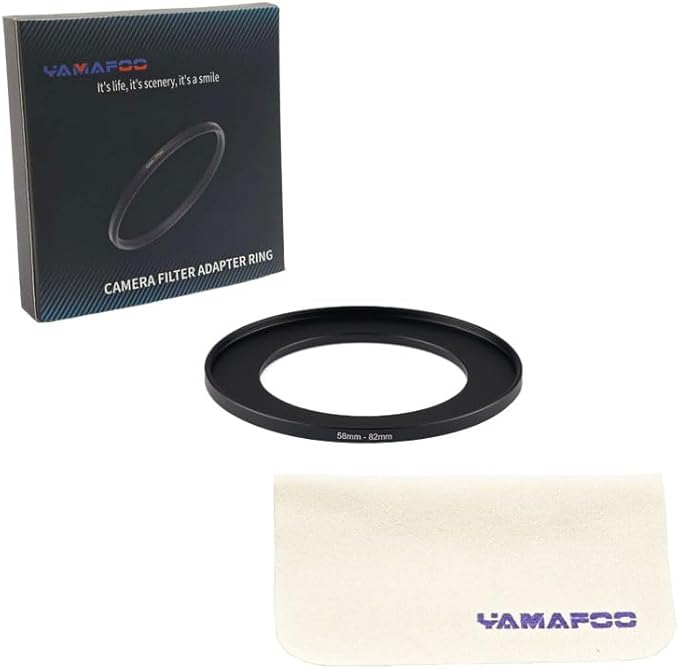 YAMAFOO 58mm to 82mm Step-Up Ring/Step Down Rings Filter Adapter for All Brands UV ND CPL Metal Ring Step-Up Rings Adapter Filter,Black (58-82)
