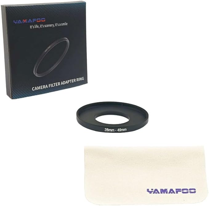 YAMAFOO 28mm to 49mm Step-Up Ring/Step Down Rings Filter Adapter for All Brands UV ND CPL Metal Ring Step-Up Rings Adapter Filter,Black (28-49)