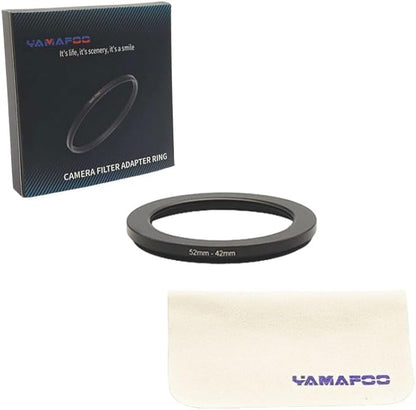 YAMAFOO 52mm to 42mm Step-Up Ring/Step Down Rings Filter Adapter for All Brands UV ND CPL Metal Ring Step-Up Rings Adapter Filter,Black (52-42)