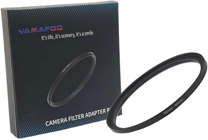 YAMAFOO 82mm to 86mm Step-Up Ring/Step Down Rings Filter Adapter for All Brands UV ND CPL Metal Ring Step-Up Rings Adapter Filter,Black (82-86)