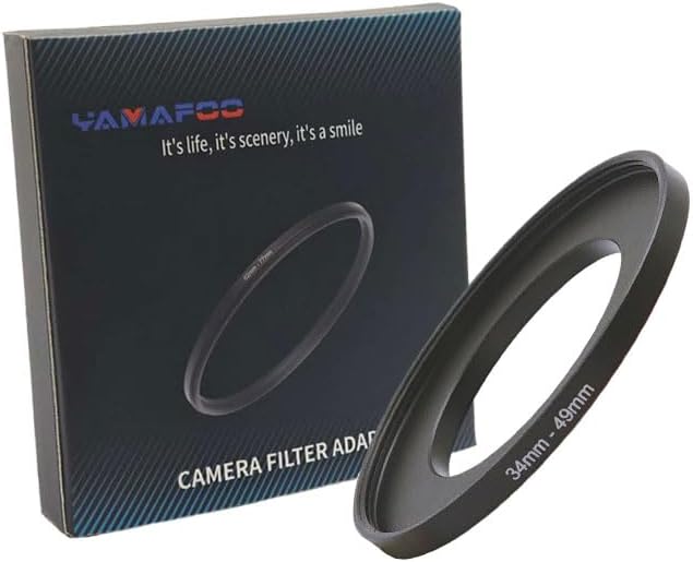 YAMAFOO 34mm to 49mm Step-Up Ring/Step Down Rings Filter Adapter for All Brands UV ND CPL Metal Ring Step-Up Rings Adapter Filter,Black (34-49)