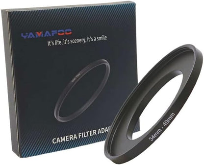YAMAFOO 34mm to 49mm Step-Up Ring/Step Down Rings Filter Adapter for All Brands UV ND CPL Metal Ring Step-Up Rings Adapter Filter,Black (34-49)