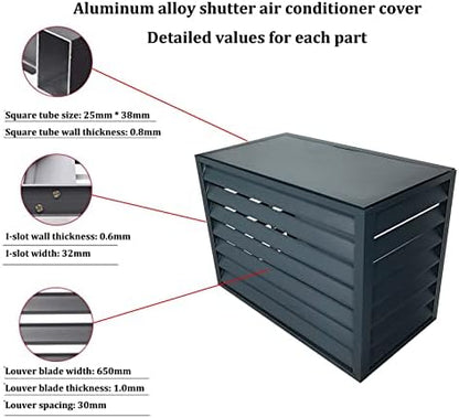 Aluminum Air Conditioner Cover, Privacy Fence Screen, Outdoor Condenser Protective Cover, Freestanding Louvered Space Divider, Trash Can Enclosure & Flower Stand, Suitable for Outdoor