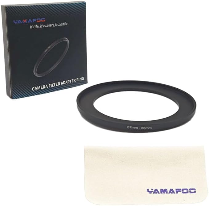 YAMAFOO 67mm to 86mm Step-up Ring/Step Down Rings Filter Adapter for All Brands UV ND CPL Metal Ring Step-Up Rings Adapter Filter, Black (67-86)