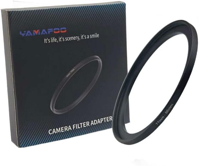YAMAFOO 77mm to 86mm Step-up Ring/Step Down Rings Filter Adapter for All Brands UV ND CPL Metal Ring Step-Up Rings Adapter Filter, Black (77-86)